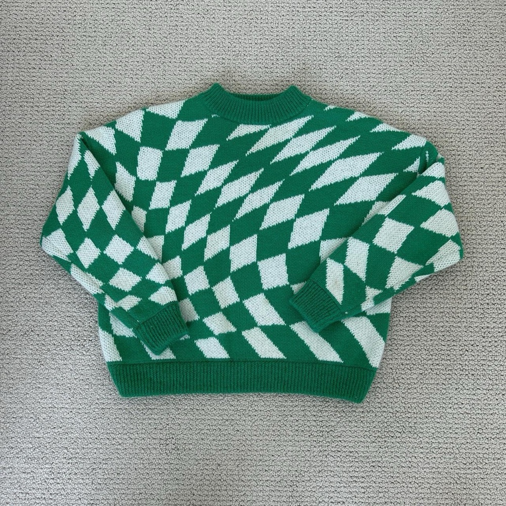 Lisa Says Gah Green and White Emma Sweater